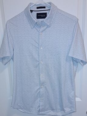 Jachs New York Light Blue Short-Sleeve Geometric Button-Down Shirt Small